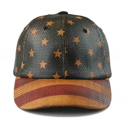 Baseball Cap Curved Bill Stars and Stripes 100% Straw Paper SnapBack 2 Colors  eb-11337649